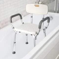 Shower Chair Seat for Senior up to 350lb Capacity with Padded Armrests for Bathtub Slip Resistant Shower Seat Adjustable Height
