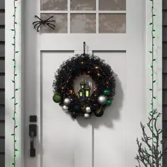 16" Lit Witchy Wreath with House Halloween Decorative Prop Black - Hyde and EEK! Boutique&trade;
