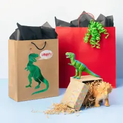 Medium Gift Bag Birthday T-Rex Hooray - Spritz&trade;: Dinosaur Party Bag, Multicolor, 12.75" x 10" x 5"