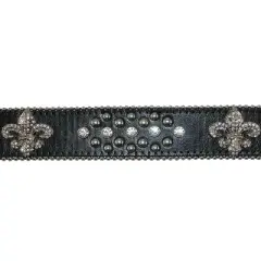 CTM Women's Fleur de Lis Studded Rhinestone Belt