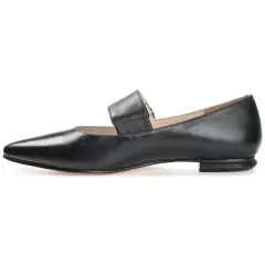 Journee Signature Womens Genuine Leather Emerence Loafer Pointed Toe Slip On Flats