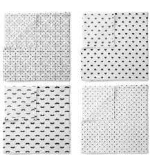 Bacati - LOVE Muslin Swaddling Blankets set of 4, Black/White