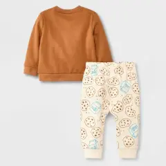 Baby 2pc Cookie Fleece Graphic Top & Bottom Set - Cat & Jack&trade; Brown