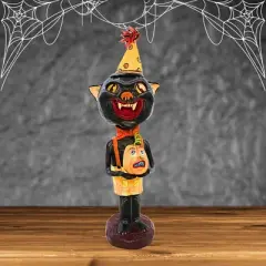 Jorge De Rojas 11.5 Inch Smiley Puss Halloween Figurine , Lightweight Halloween Decor Halloween Black Cat (1PC)