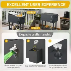 Karl Home 80 QT Dary Gray Patio Cooler Cart