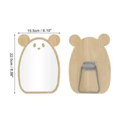 Unique Bargains Cartoon Panda Desktop Cosmetic Mirror Wood Color 1 Pc