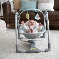 Ingenuity Swing 'n Go Portable 5-Speed Baby Swing with Nature Sounds - Hugs & Hoots