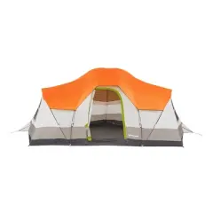 Tahoe Gear Olympia 10 Person 3 Season Outdoor Hiking Family Backpack Camping Tent, Orange and Green