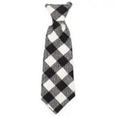 The Worthy Dog Black/Off White Buffalo Check Neck Tie Adjustable Collar Attachment Accessory