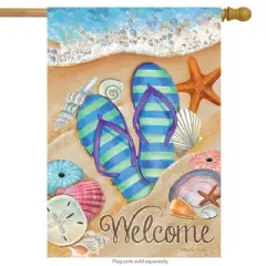 Briarwood Lane Day in the Sun Summer House Flag Flip Flops Welcome Shoreline 28" x 40"