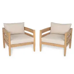 Christopher Knight Home Fritz Outdoor Rustic Upholstered Club Chair with Slat Paneling (Set of 2)