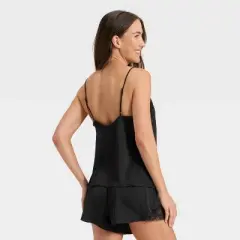 Women's Lace Trim Satin Pajama Tank Top - Auden&trade;