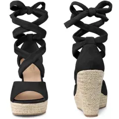 Perphy Lace Up Espadrilles Wedge Heels Sandals for Women