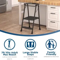 COSCO 2-Step Kitchen Stepper&trade; Folding Steel and Resin Step Stool