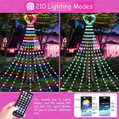 Fun Little Toys Wedding Heart Waterfall String Lights - RGB Color-Changing LED Waterfall Lights for Outdoor Decoration