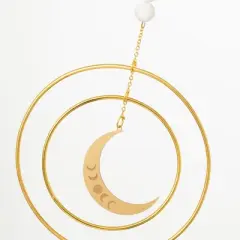 Woodstock Chimes Suncatcher Crescent Moon, White Stone 12"