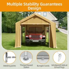 10x20 Ft Carport Heavy Duty Canopy, Portable Garage with Removable Sidewalls Doors & Windows