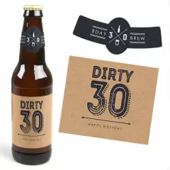 Big Dot of Happiness 30th Milestone Birthday Party Decorations for Men - 6 Beer Bottle Label Stickers and 1 Carrier