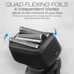 HUMMINGBIRD MK7 Premium Foil Face Shaver, Four Blade Foil Shaver with Long Hair Leveler, Waterproof Wet & Dry Shave, Rechargeable, Travel Case