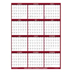 SwiftGlimpse 2024 Yearly Wall Calendar & Planner 48"x32" Burgundy