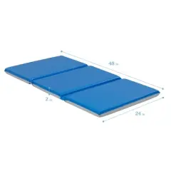 ECR4Kids Premium Folding Rest Mat, 3-Section, 2in, Blue/Grey, 5-Pack