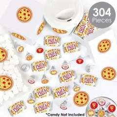 Big Dot of Happiness Pizza Party Time - Baby Shower or Birthday Party Candy Favor Sticker Kit - 304 Pieces