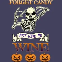 Women's Design By Humans Halloween Costume Forget Candy Just Give Me Wine Gift By TeeShirtMadness Racerback Tank Top