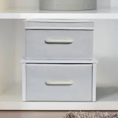 Household Essentials Stacking Storage Boxes with Laminate Top White