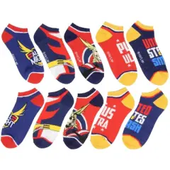 My Hero Academia Adult All Might Themed Designs 5 Pack No Show Ankle Socks Multicoloured