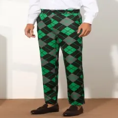 Lars Amadeus Men's Regular Fit Flat Front Colorful Printed Pants