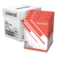 Universal Copy Paper Convenience Carton, 92 Bright, 20 lb Bond Weight, 8.5 x 11, White, 500 Sheets/Ream, 5 Reams/Carton