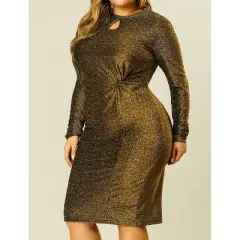 Agnes Orinda Women's Plus Size Party Glitter Cocktail Sequin Midi Bodycon Dress