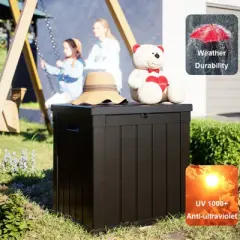 INFURNIC Deck Boxes, Portable Outdoor Box Container with Handle for Storage Patio Furniture, Garden Tools, Pool Supplies, Black, 22.1"*22.1"*24.2"