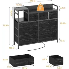 Dresser for Bedroom with 9 Drawers, Modern Wide Dressers with Drawer Organizers, TV Stand with Charging Station, Fabric Chest of Drawers