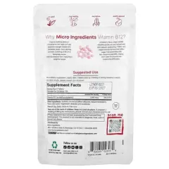Micro Ingredients Vitamin B12, Strawberry, 240 Chewable Tablets (2,500 mcg per Tablet)
