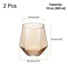 Unique Bargains Textures Walls Rims Diamond Whiskey Glasses 2 Pcs