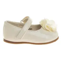 Josmo Baby Girls' Mary Jane Flats with Flower Detail: Non-Slip Soft Sole Newborn Infant Toddler First Walker Crib Dress Shoes