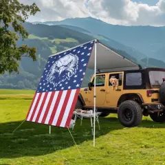 Yescom 4.4x6.6 Ft Vehicle Awning w/ Eagle Side Wall Roof Rack Pull-Out Sun Shade Travel Gray