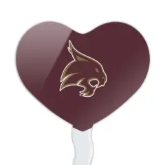 Texas State University Logo Heart Love Cupcake Picks Toppers Decoration Set of 6
