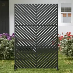 47-inches W x 72-inches H Black Galvanized Sheet Screen Outdoor and lndoor Divider for Balcony Patio Garden Room Divider ( Parallel 01)