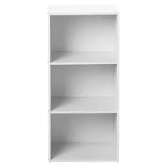 Hodedah HID23 High Quality 3 Shelf Home, Office, and School Organization Storage 35.70 Inch Tall Slim Bookcase Cabinets to Display Decor, White