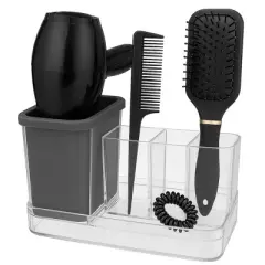 OnDisplay Acrylic Hair Tool & Makeup Organizer with Silicone Liner for Bathroom Vanity