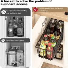 Pull Out Cabinet Organizer, 2Pcs Slide Out Drawers Multifunctional Sliding Pantry Shelves For Kitchen Base Cabinet Organization