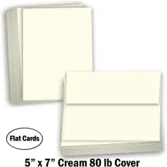 Hamilco Card Stock Blank Note Cards with Envelopes Flat 5" x 7" Cream Cardstock Paper 80lb Cover - 100 Pack