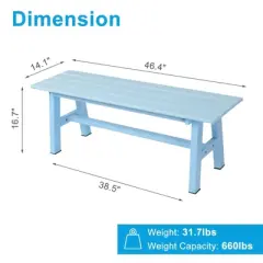 Karl Home | 47 In. HDPE Patio Bench with Metal Legs