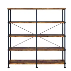 63" Industrial 4 Tier Bookshelf with Particleboard and Metal Frame - Benzara