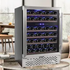 Acekool 51-Bottle Built-In Wine Cellar - White Metal Frame with Dual Zone Cooling (41-61&deg;F)