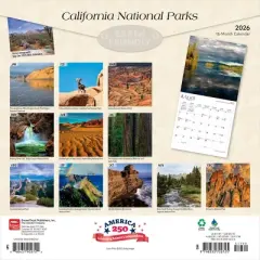 BrownTrout California National Parks 2026 12"x24" Hanging Square Wall Calendar Plastic-Free