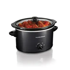 Hamilton Beach 3qt Slow Cooker 33231: 3-Setting Small Appliance, 3 Quart Capacity, Metal, Black, Hand Wash, 1-Year Warranty