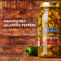 DeLallo Sliced Jalapeno Peppers, 25.5 oz Jar, (3 Pack)